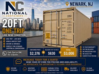 20’ One-Trip Shipping Container – Newark, NJ