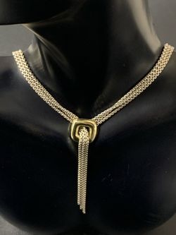 David Yurman Necklace Sterling Silver Waterfall Lariat Tassel with 18K Gold (PO1013933)