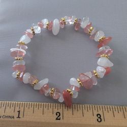 Pink Melting & Clear Quartz Bracelet