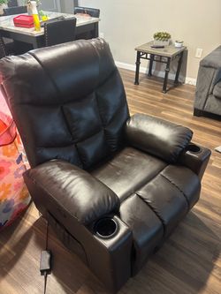 Brown Faux Leather Power Recliner Chair