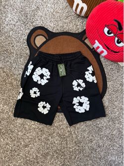 Black Denim Tear Shorts Large
