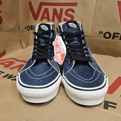Vans Sk8-Hi Tapered Denim Mushroom Embroidered High Tops – Size 10 Men’s / 11.5 Women’s