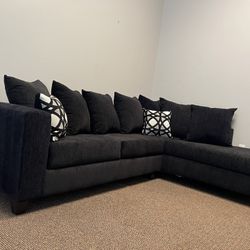 Sectional Black Or Grey Fabric Solid Wood New Box