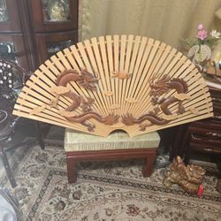 Unique all wood Oriental fan design