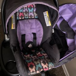 Purple car seat and stroller combo sale