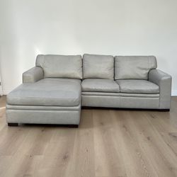 BEIGE LEATHER SECTIONAL COUCH SOFA 