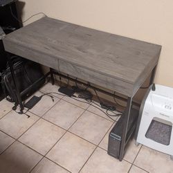 Desk With Drawers And Hidden Power Strip
