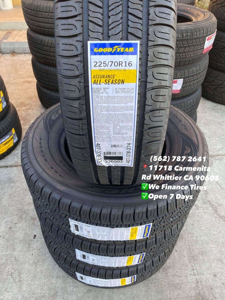 225/70R16 Goodyear AS New Set of Tires Installed and Balanced Set de Llantas Nuevas Instaladas y Balanceadas