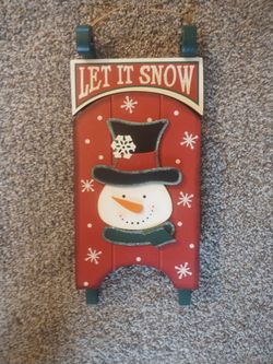 Let It Snow Wooden Sled Christmas Ornament