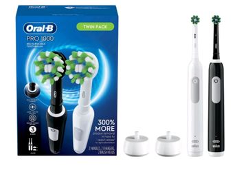 Oral-B Pro 1000 Oscillating Rechargeable Electric Toothbrush Twin Pack W/B