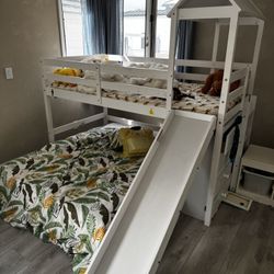 Kids Bunk Bed, Teenager Bunk Bed With Mattresses
