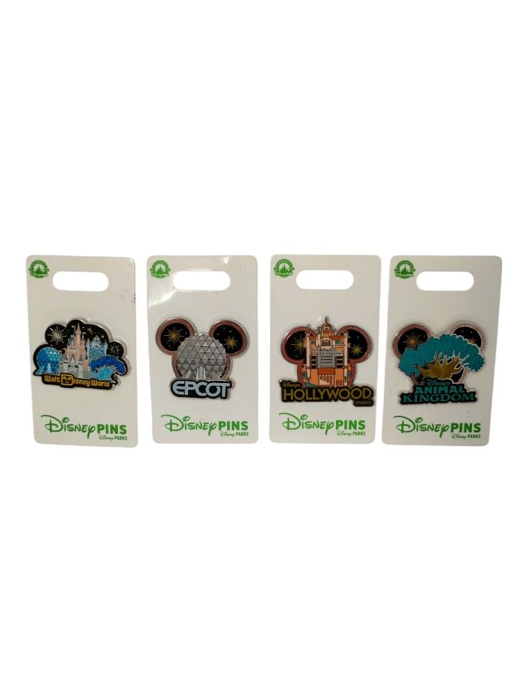 Disney Pins Walt Disney World Epcot Hollywood Studios Animal Kingdom Lot of 4