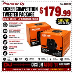 Kicker SPL Level Competition Bullet Tweeters Set 2 x 1 1/2" Aluminum Dome Tweeter Speakers 200 Watts ST4TW Package 🚨 100 Days Same As Cash 🚨 No Cred