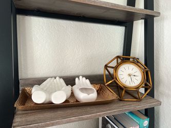 Modern Home Decor Bundle - Clock, Hammered Tray, Ceramic Hands -4 items