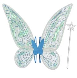 Blue Fairy Wings And Blue Flower Crown