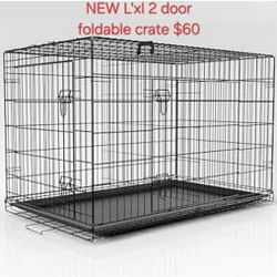 Brand New In Box L'xl  Dog Crate & Tray 36"X25"X23 Foldable Cat Cage Pet Kennel Animal Carrier 