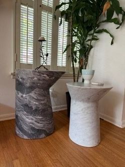 Adolfo Abejon "lo" Large Side Table in Solid Carrera Marble
