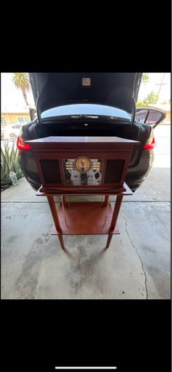 Vintage-Style Turntable Stereo Console with Stand