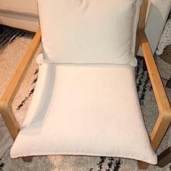 Brand new! Gorgeous and so comfy just didn't fit the space I need it for- Large size Sherpa Cushions Wood Accent Chair Modern Farmhouse Mcm Boho Furni
