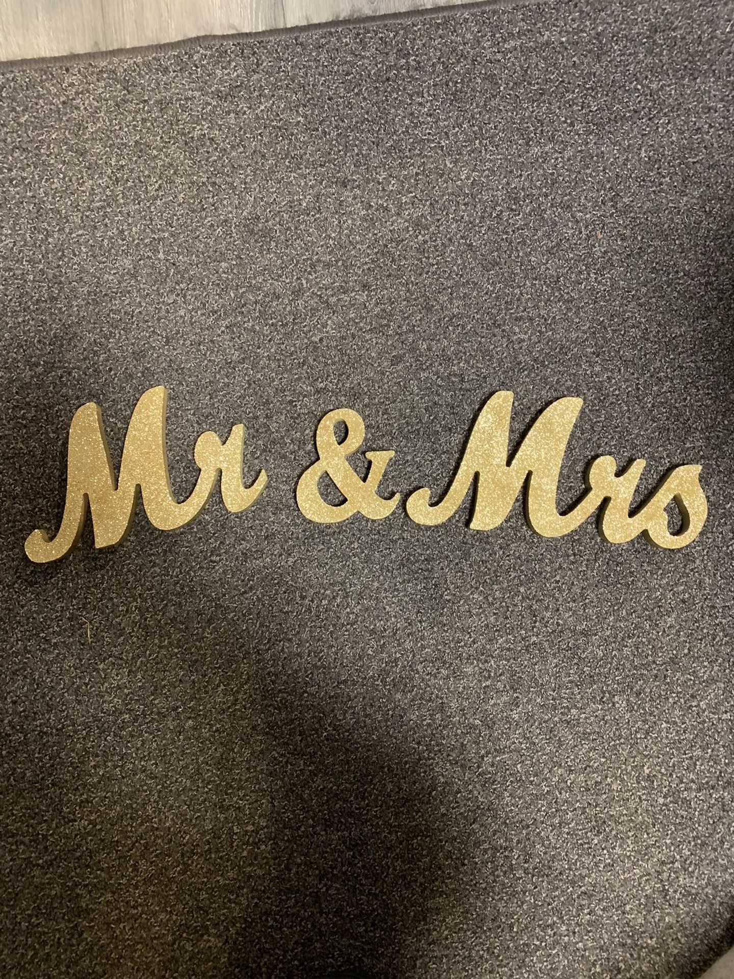 Gold Sparkly Mr & Mrs Signs 