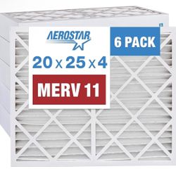 Aerostar 20x25x4 MERV 11 Air Filter, 6 Count, Actual Size (19.50 x 24.50 x 3.75) HVAC, Furnace Filter for Dust, Pet Dander, Smoke & Allergies (MPR 120