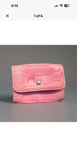 Vintage Tommy Hilfiger Wallet Pink Animal Pattern Skin Wristlet Button Snap