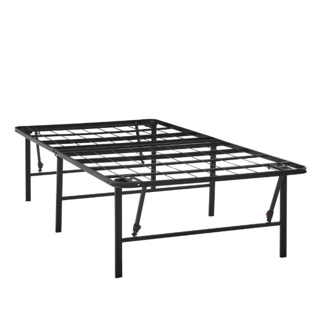 Twin Size 18″ High Profile Foldable Steel Platform Bed Frame in Black