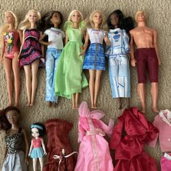 Bundle Of Barbies, Vintage Ken, and Doll Clothes, Doll Added