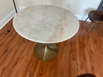 36” dining table- artificial marble round top and gold base