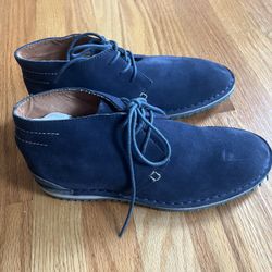 New Kenneth Cole Reaction Navy Blue Leather Lace Up Chukka Ankle Boots Men Size7