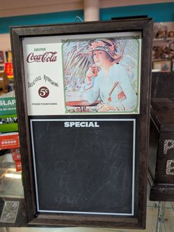 Vintage Coca Cola Framed Chalkboard Menu Sign Cafe Decor Advertising Art Display