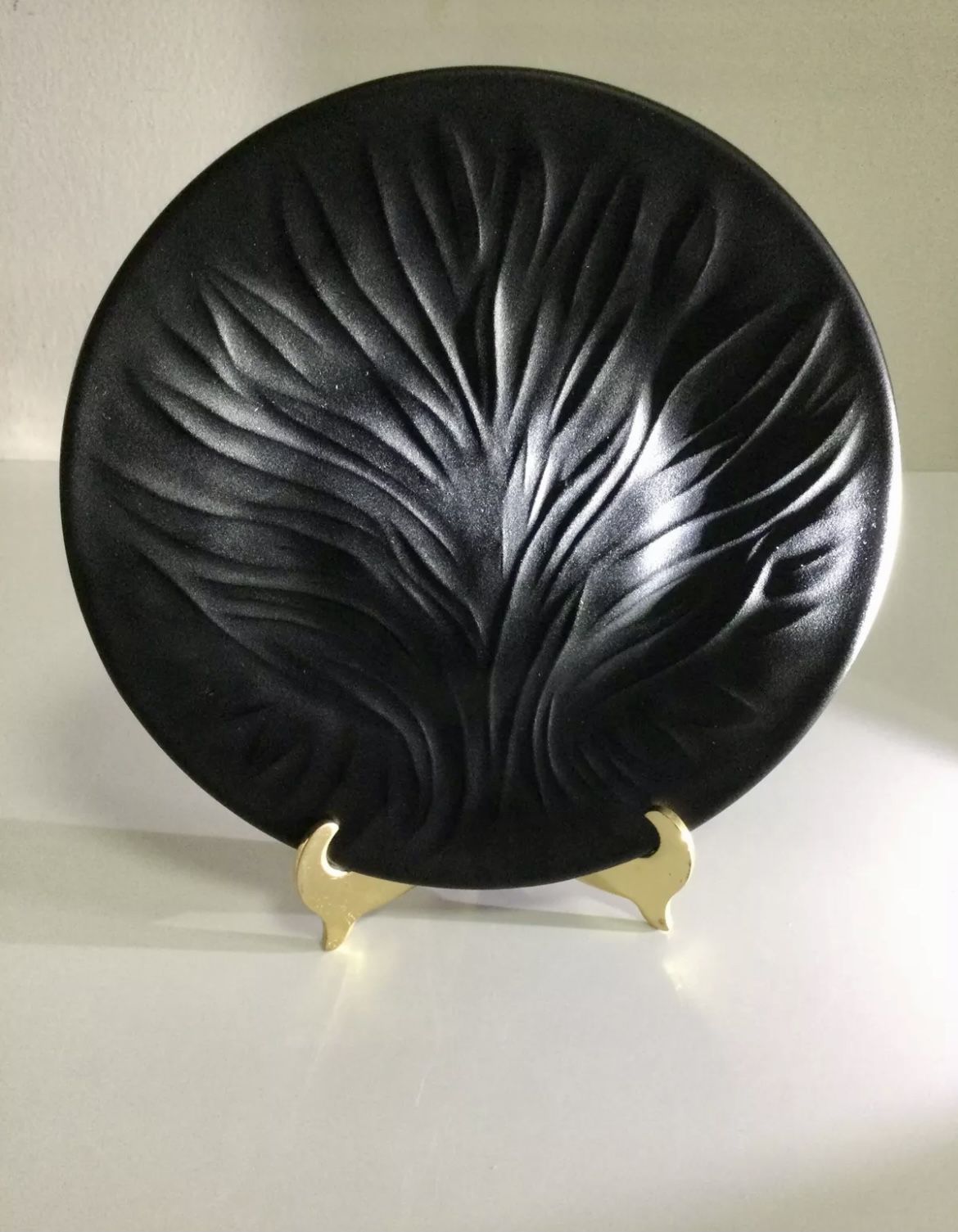 Authentic Lalique France Algues Tree Of Life Seaweed Black Crystal Plate 7 3/4”