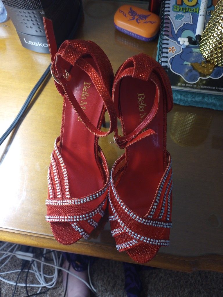 Red Sparkle Heels Size 7