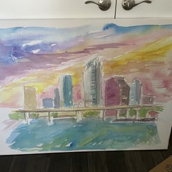 New Tampa Skyline Watercolor