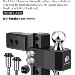 METOWARE Adjustable Trailer Hitch - Aluminum Tow Hitch Fits 2.5-Inch Receiver - Heavy Duty Drop Hitch with 6-Inch Drop/Rise for Truck (18,000 LBS GTW)