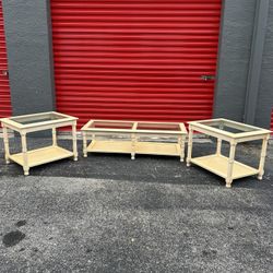 LIVING ROOM FURNITURE/ COFFEE TABLE / SIDE TABLES / END TABLES / GLASS TOP/ DELIVERY NEGOTIABLE