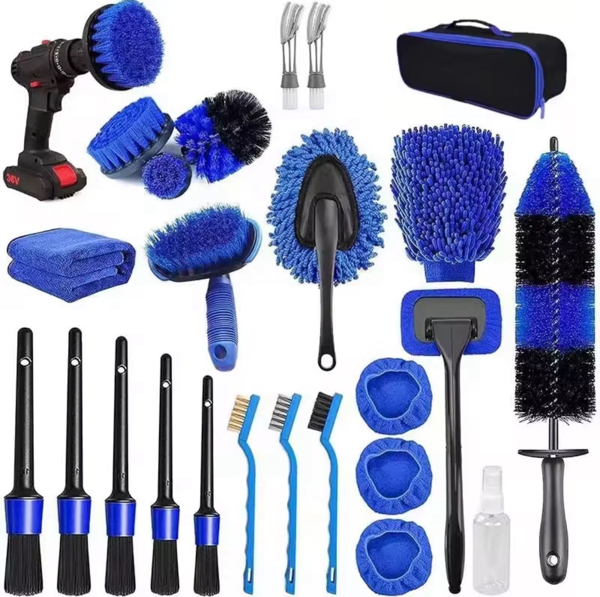 20-Piece Car Cleaning Kit – Brushes, Drill Attachments & Detailing Tools