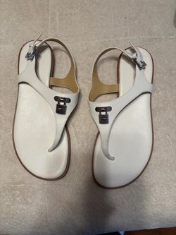 Michael Kors White Leather Thong Sandals
