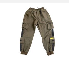 Olive cargo jogger pants with utility pockets