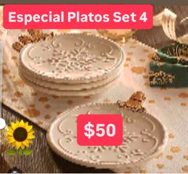 Especial $50.00 Set De 4 Platos Elegantes Linea Widflower Ceramica Postres Pasteles Princess House Ventas Finales