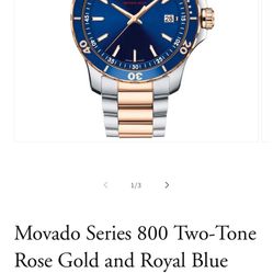 Movado Series 800 Two-Tone Rose Gold and Royal Blue Dial 