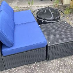 4 PCS Outdoor Furniture  Anti-Slip Outdoor Cushion Lumbar Pillow and Furniture Cover With 32 Inch Fire Pit Brand New and Assembled  $230