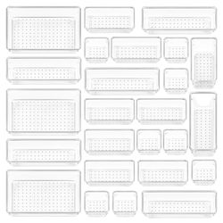 25 PCS Clear Plastic Drawer Organizers Set