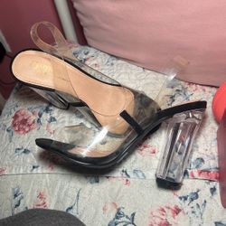 Clear black heels 