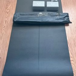 Extra-Wide Yoga Mat + Blocks, Straps & Carry Bag – $20