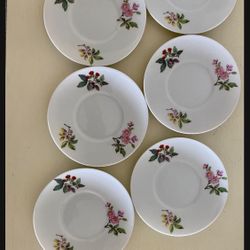  Lot/6 Aviary Flower Pattern Replacement Saucer~5”~MOTTAHEDEH Very Good Condition