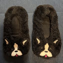 Ladies, Size 8 Black And White Plush Cat Slippers