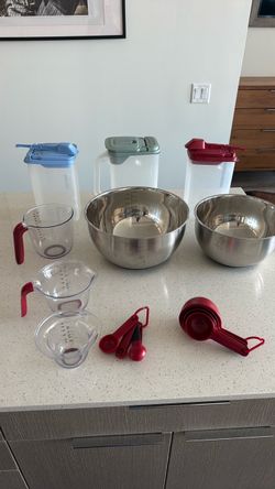 Mixing bowls and measuring cups