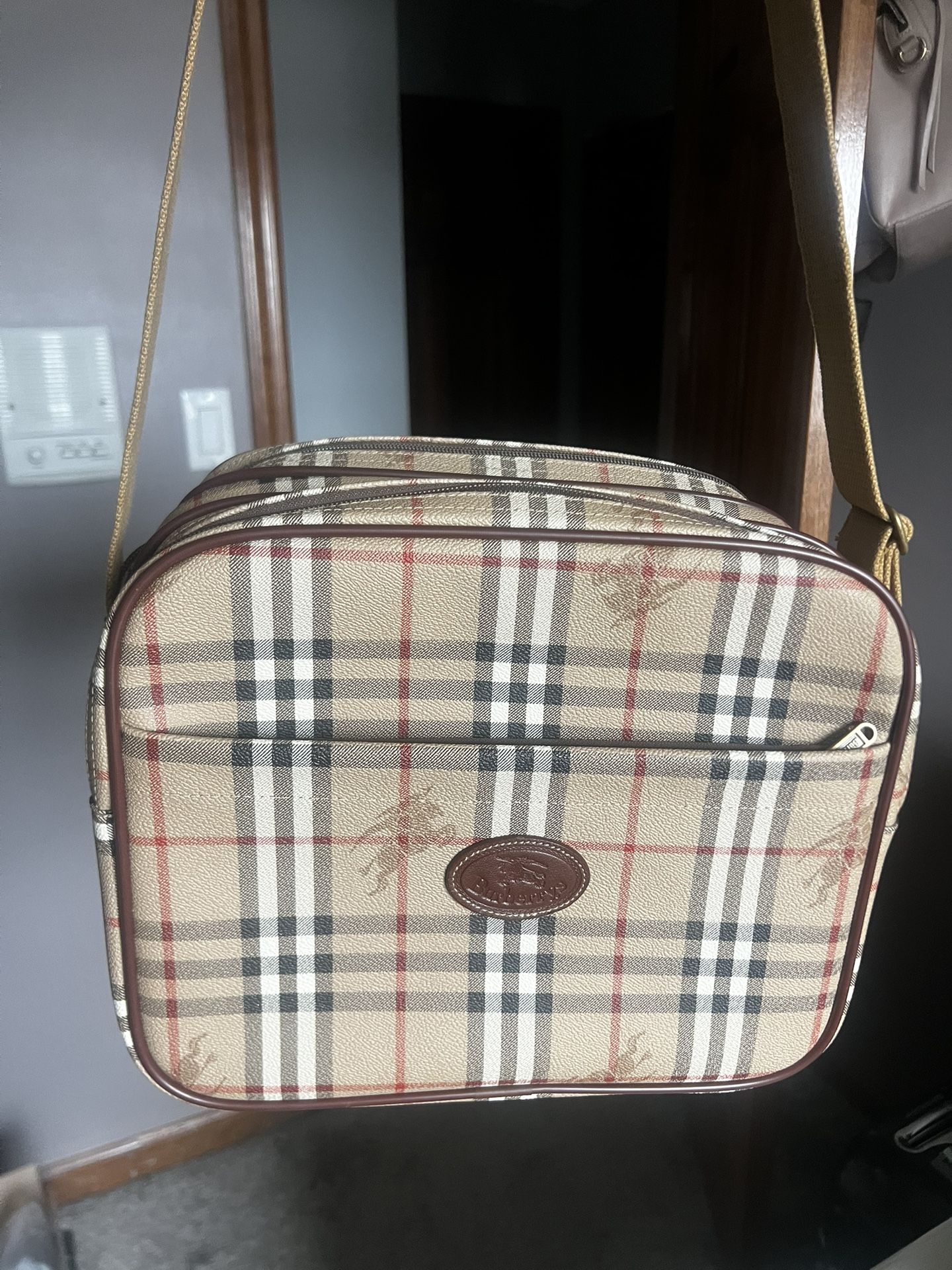 Burberrys Vintage Check Canvas Crossbody Messenger Bag