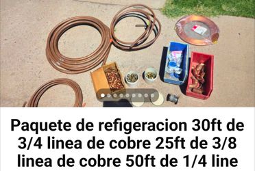 Paquete de refigeracion 30ft de 3/4 linea de cobre 25ft de 3/8 linea de cobre 50ft de 1/4 line